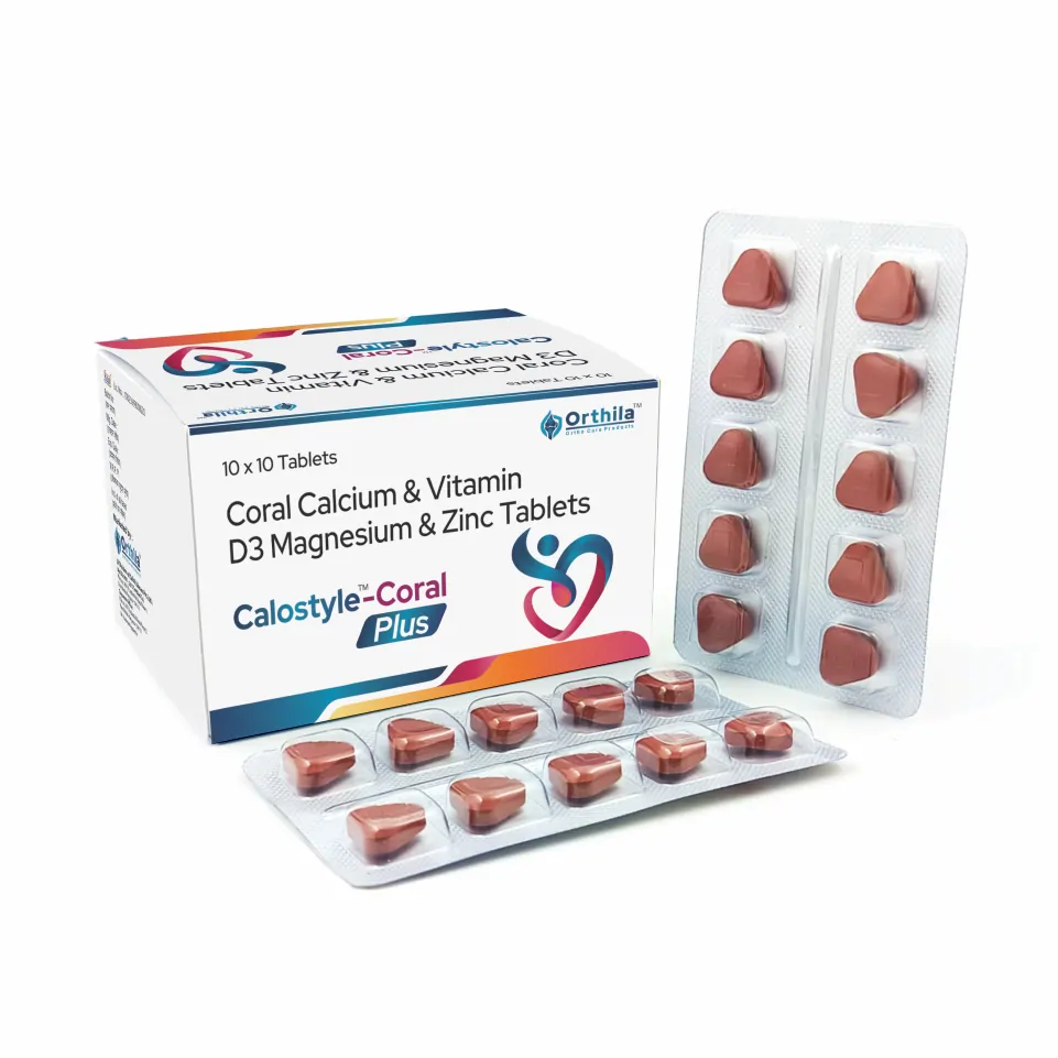 Coral Calcium, Vitamin D3, Zinc, and Magnesium tablet at the best price from third-party manufacturers in Delhi for bone health and calcium supplement.